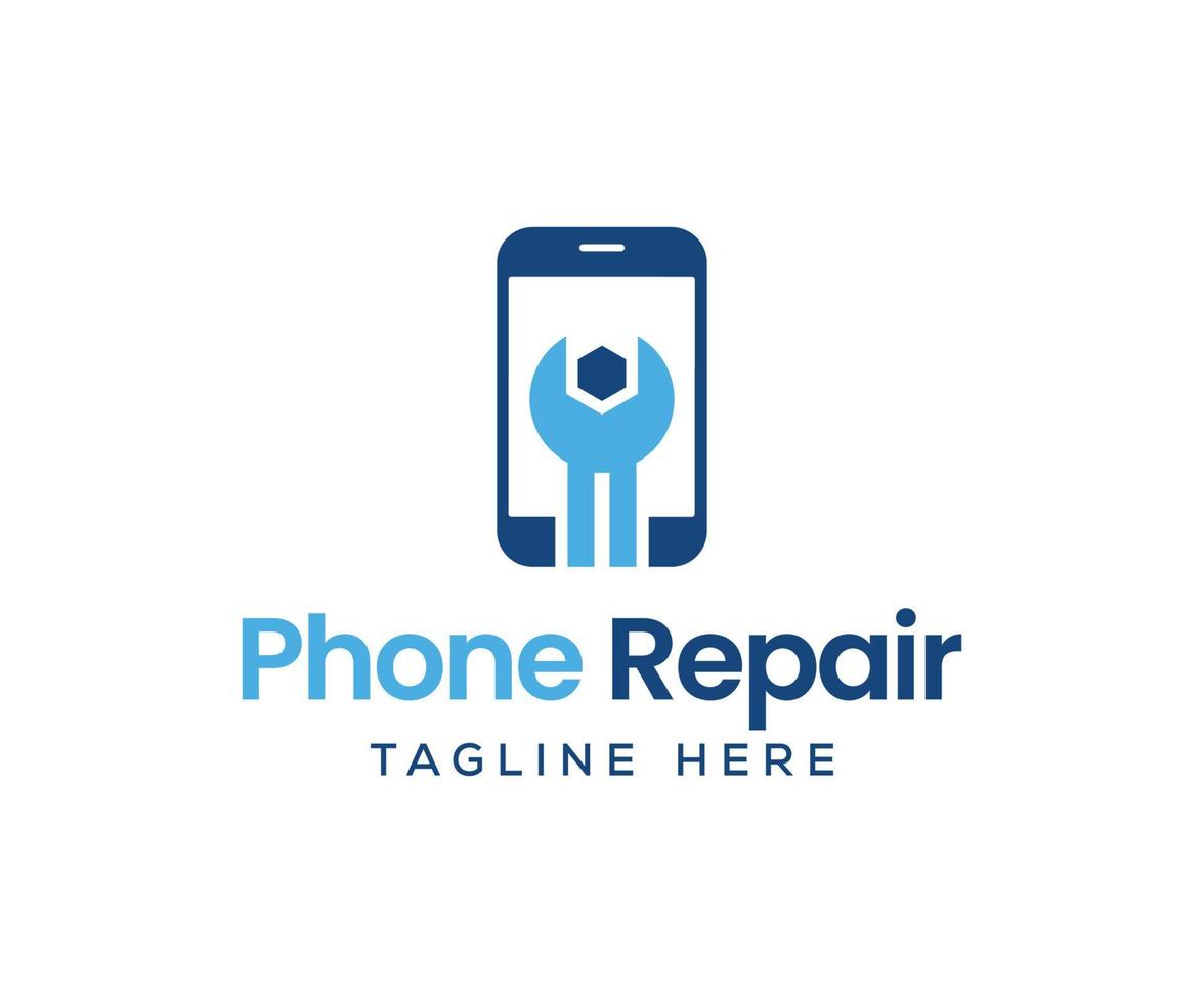 smartphone reparatie logo. cel telefoon symbool. mobiel apparaatje reparatie logo vector