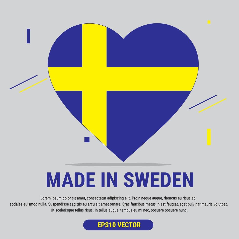 gemaakt in Zweden. vector ontwerp van liefde symbolen. eps10 vector illustratio