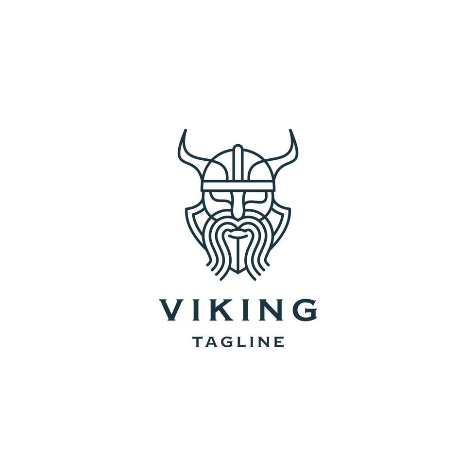 Viking hoofd lijn logo pictogram ontwerp sjabloon platte vector