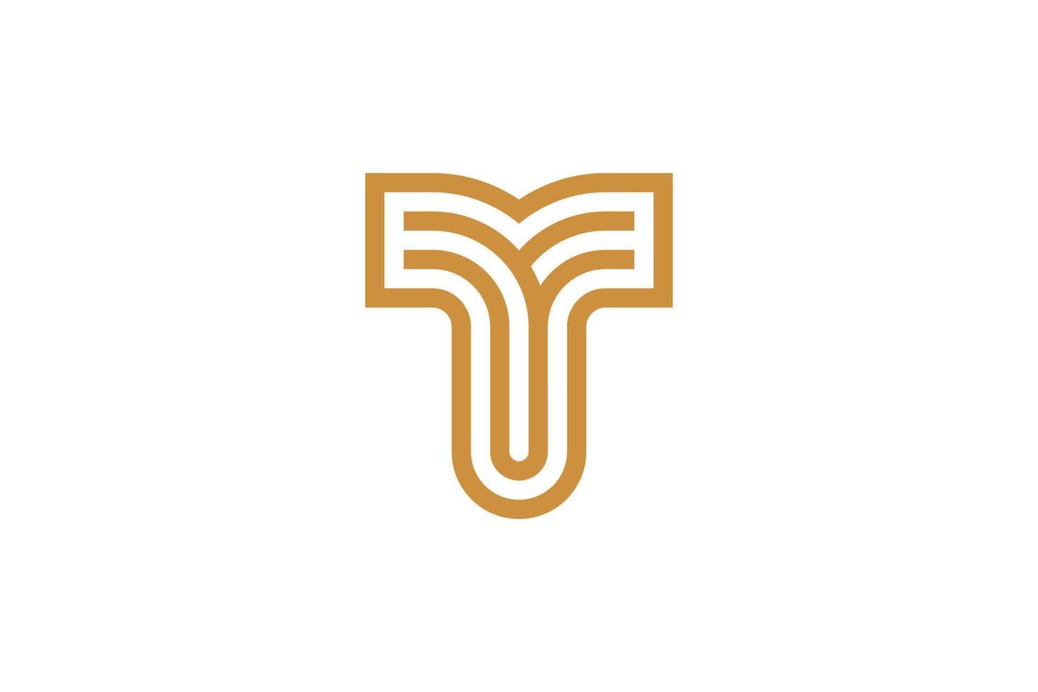 brief t monoline logo ontwerp vector