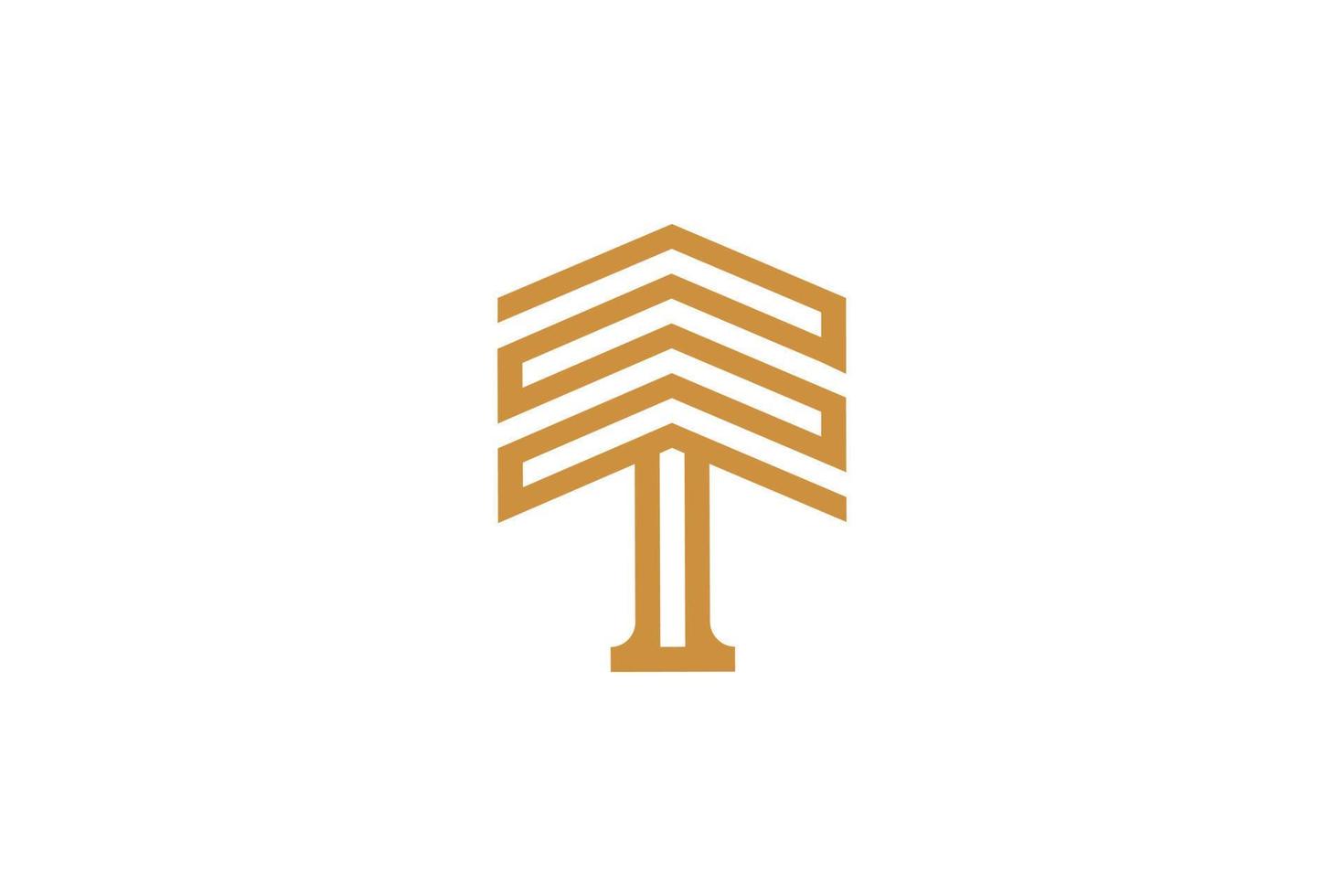 brief t monoline logo ontwerp vector