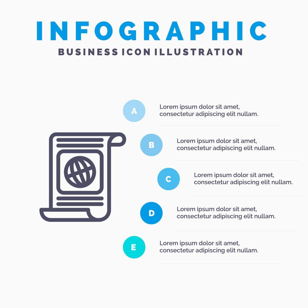 doel doelstellingen doelwit wereld het dossier lijn icoon met 5 stappen presentatie infographics achtergrond vector