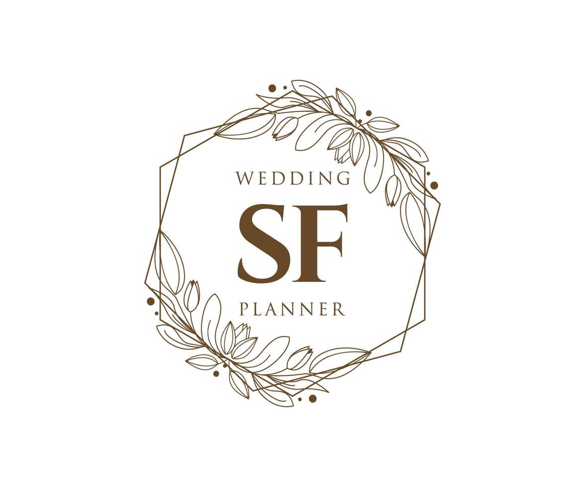 sf initialen brief bruiloft monogram logos verzameling, hand- getrokken modern minimalistisch en bloemen Sjablonen voor uitnodiging kaarten, opslaan de datum, elegant identiteit voor restaurant, boetiek, cafe in vector