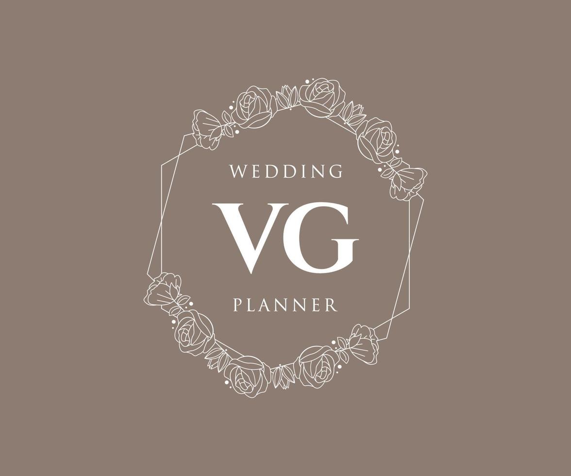 vg initialen brief bruiloft monogram logos verzameling, hand- getrokken modern minimalistisch en bloemen Sjablonen voor uitnodiging kaarten, opslaan de datum, elegant identiteit voor restaurant, boetiek, cafe in vector