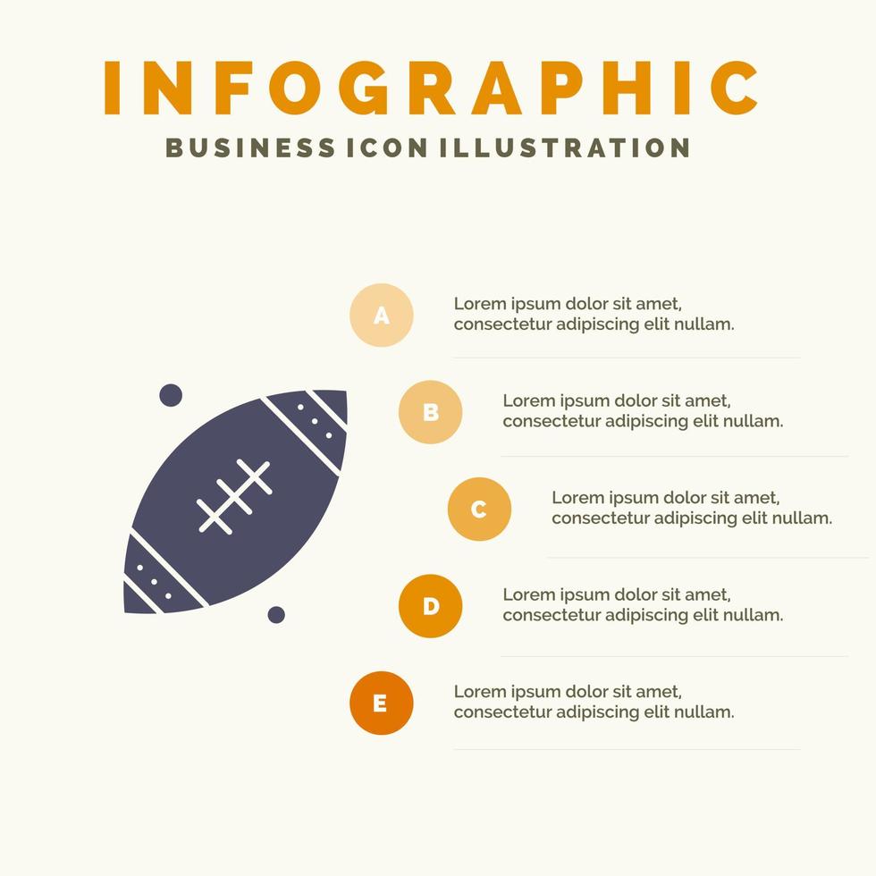 bal rugby sport- Ierland solide icoon infographics 5 stappen presentatie achtergrond vector