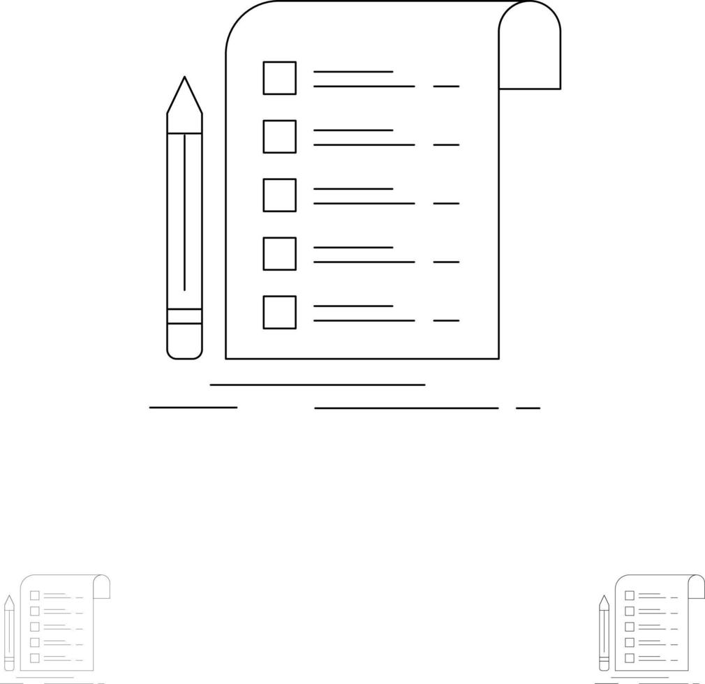 het dossier verslag doen van factuur kaart checklist stoutmoedig en dun zwart lijn icoon reeks vector