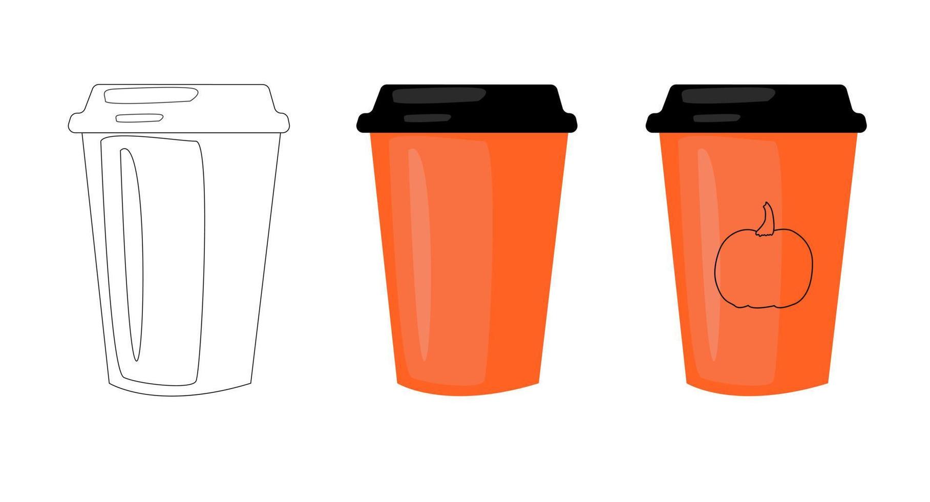 stadia hand getekend papier kop.koffie of thee kop naar Gaan met pompoen. een papier kop voor koffie zullen pak modern decor.vector illustratie vector