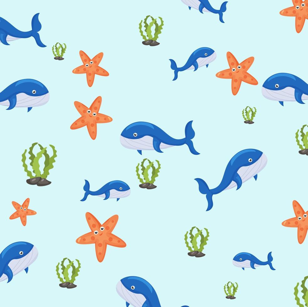 tekenfilm haaien patroon. naadloos achtergrond met schattig marinier vissen, glimlachen haai tekens en zee onderwater- wereld vector nautische behang