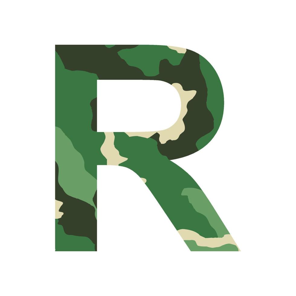 Engels alfabet brief r, khaki stijl geïsoleerd Aan wit achtergrond - vector