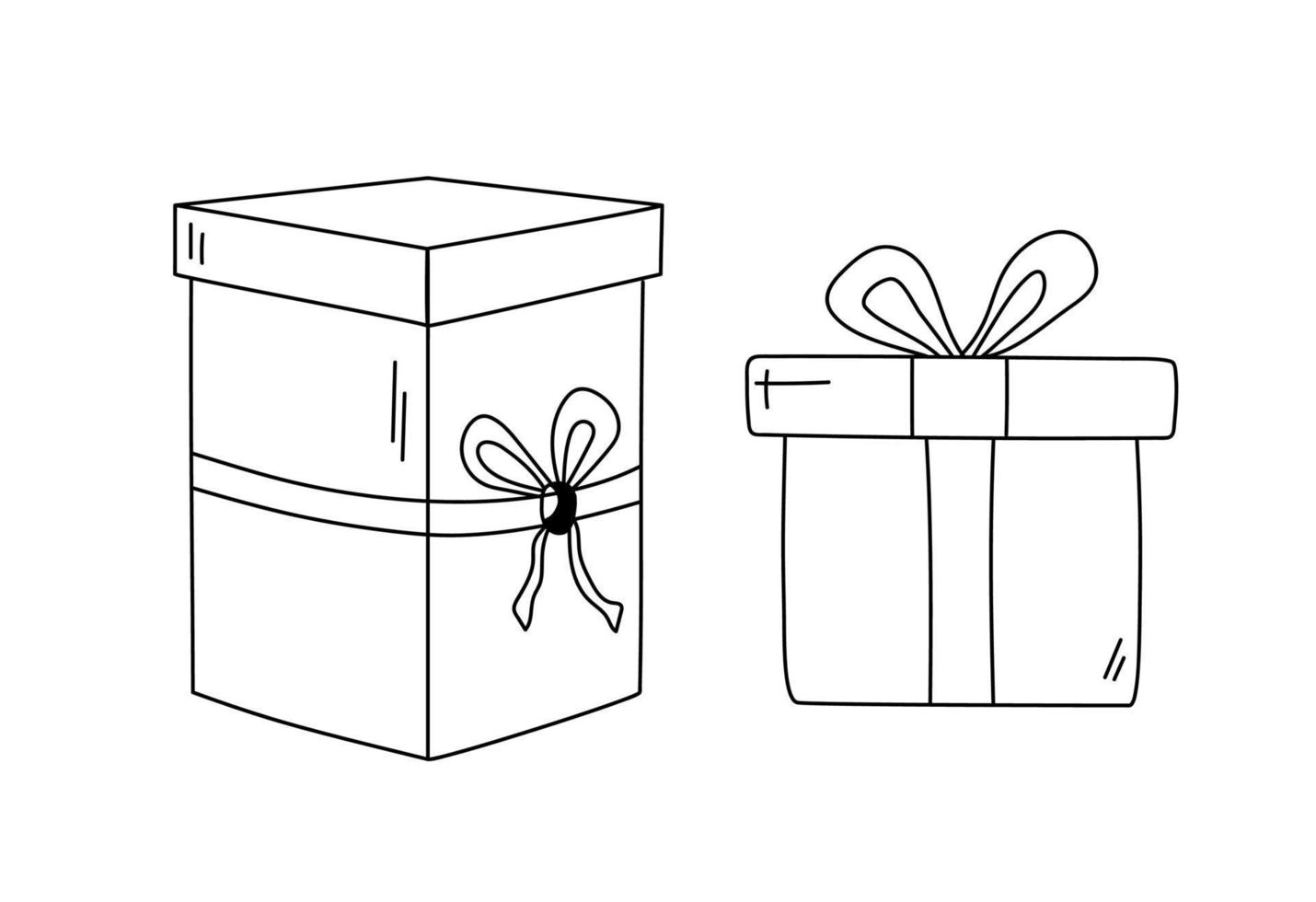 geschenk dozen schets geïsoleerd. hand- getrokken kerstmis, nieuw jaar geschenk dozen. vector winter illustratie