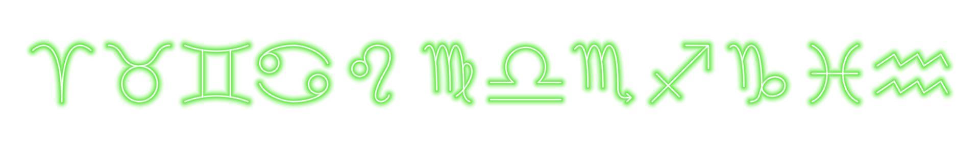 reeks van groen neon dierenriem tekens geïsoleerd Aan wit. voorspellingen, astrologie, horoscoop. vector