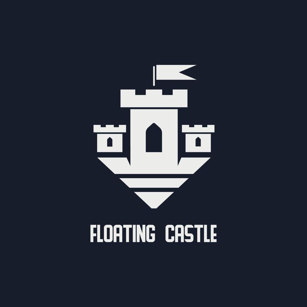 logo ontwerp met drijvend kasteel beeld vector