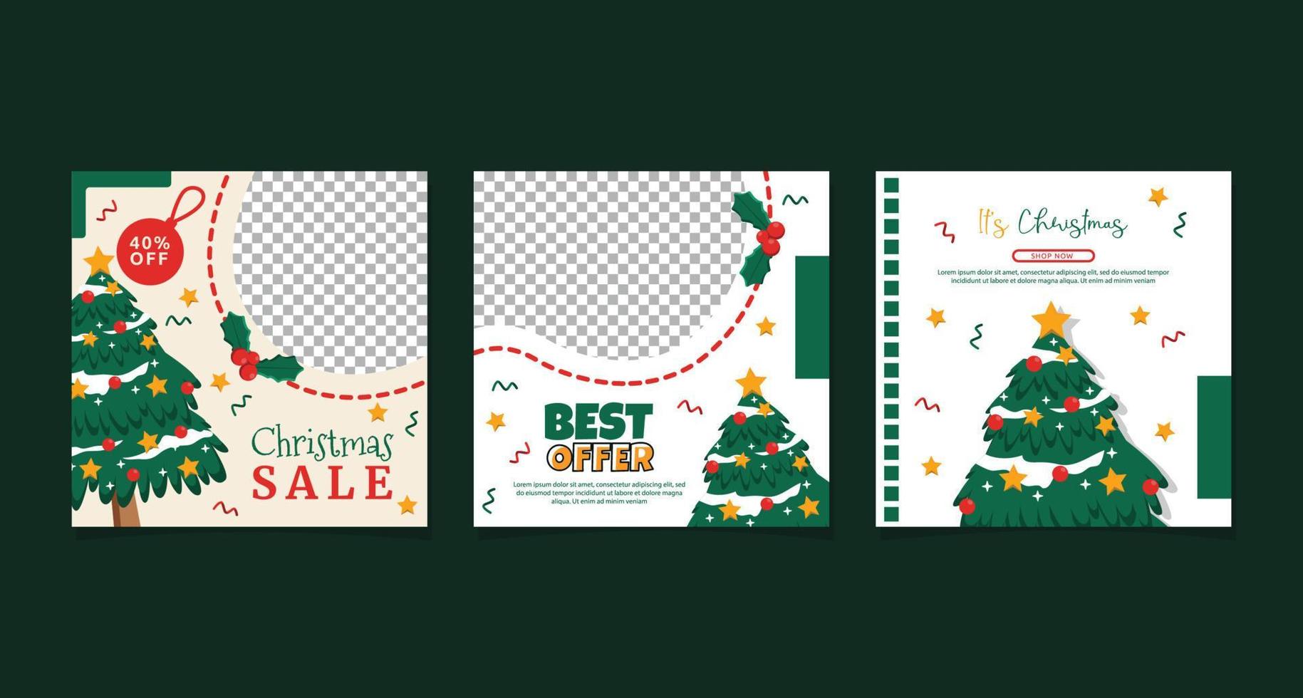 pijnboom boom het beste aanbod Kerstmis uitverkoop sociaal media Promotie ontwerp vector