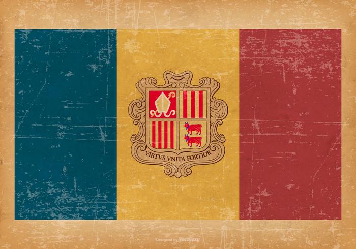 Vlag van Andorra op Grunge stijl achtergrond vector