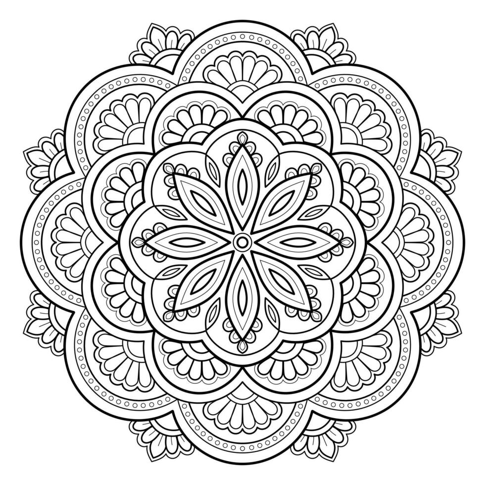 mandala patroon voor kunst Aan de muur kleur boek kant patroon tatoeëren afdrukken ontwerp voor een behang verf overhemd en tegel stencil sticker ontwerp kaarten getextureerde decoratief ornament. Aan wit achtergrond vector