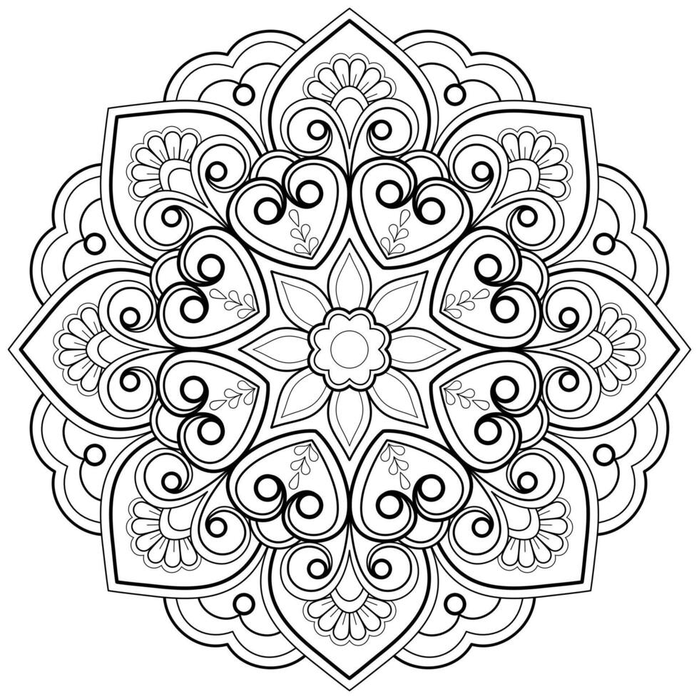 mandala patroon voor kunst Aan de muur kleur boek kant patroon tatoeëren afdrukken ontwerp voor een behang verf overhemd en tegel stencil sticker ontwerp kaarten getextureerde decoratief ornament. Aan wit achtergrond vector