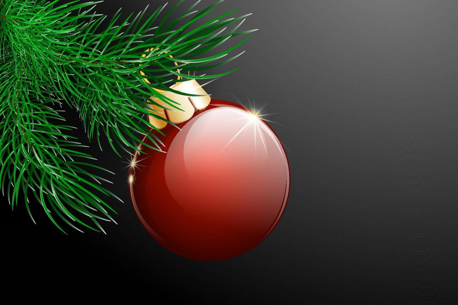 groen Spar boom Afdeling met rood glimmend Kerstmis ornament vector