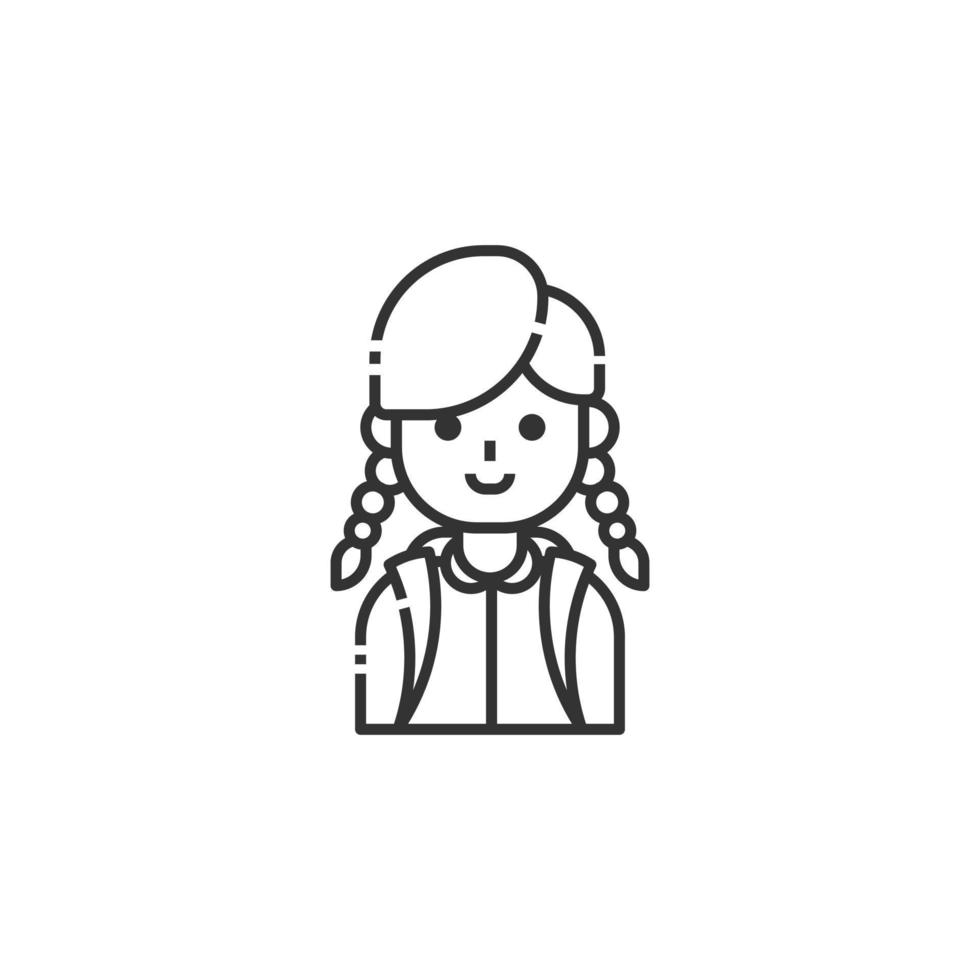 vrouw leerling lijn icoon, schets icoon - terug naar school- icoon vector illustratie - geïsoleerd
