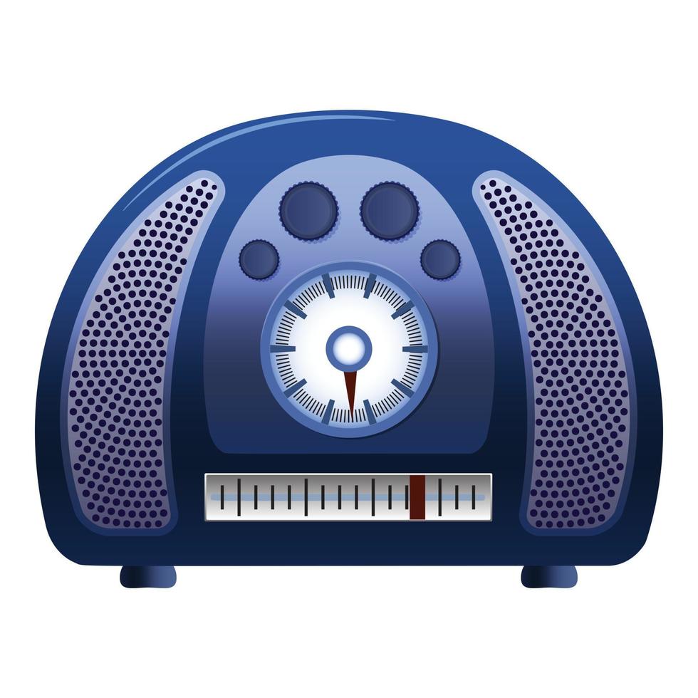 oud blauw radio icoon, tekenfilm stijl vector