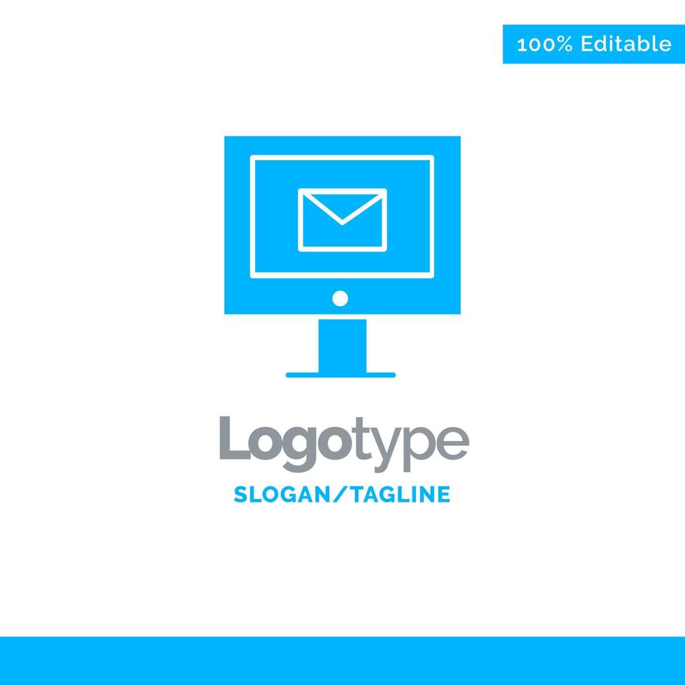 computer mail babbelen onderhoud blauw solide logo sjabloon plaats voor slogan vector