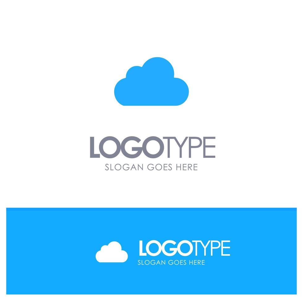 wolk gegevens opslagruimte bewolkt blauw solide logo met plaats voor slogan vector