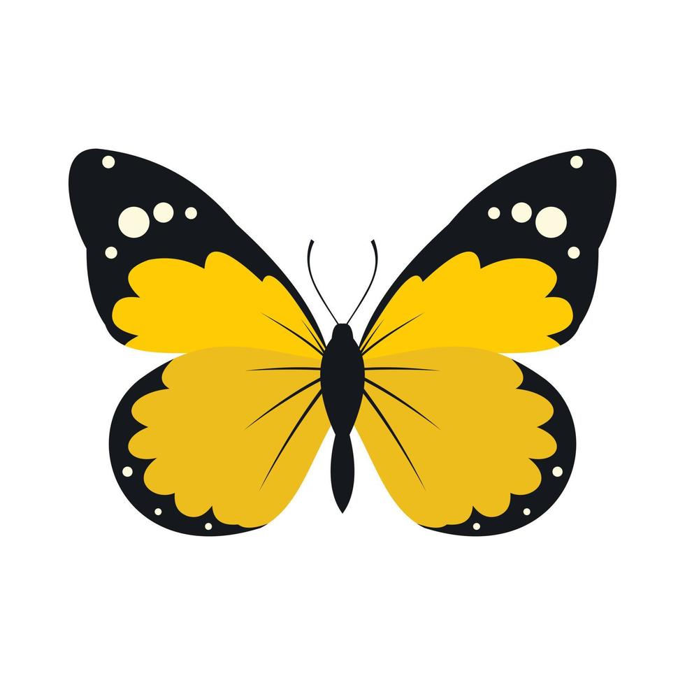 geel vlinder icoon, vlak stijl vector