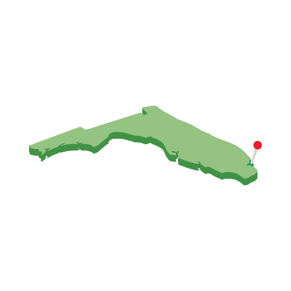 Miami Aan kaart van Florida icoon, isometrische 3d stijl vector