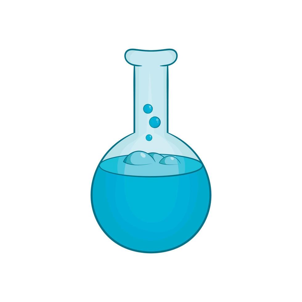 chemisch laboratorium fles met blauw vloeistof icoon vector
