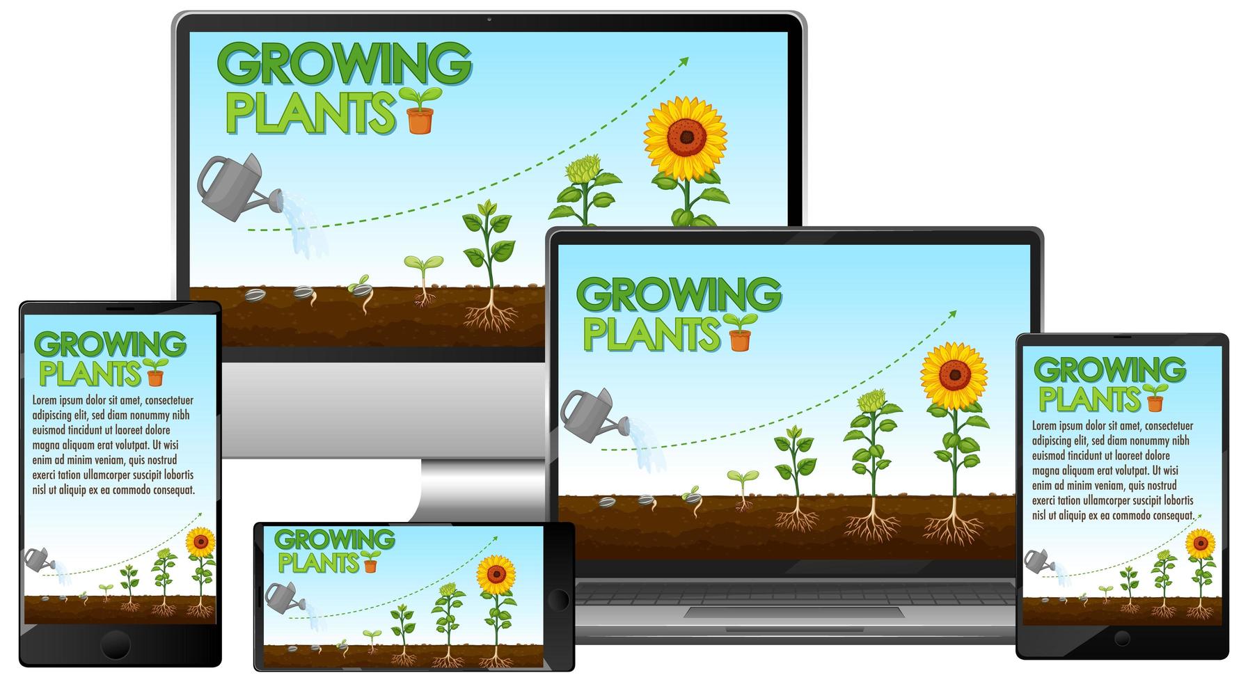 gloeiende planten op computerscherm vector