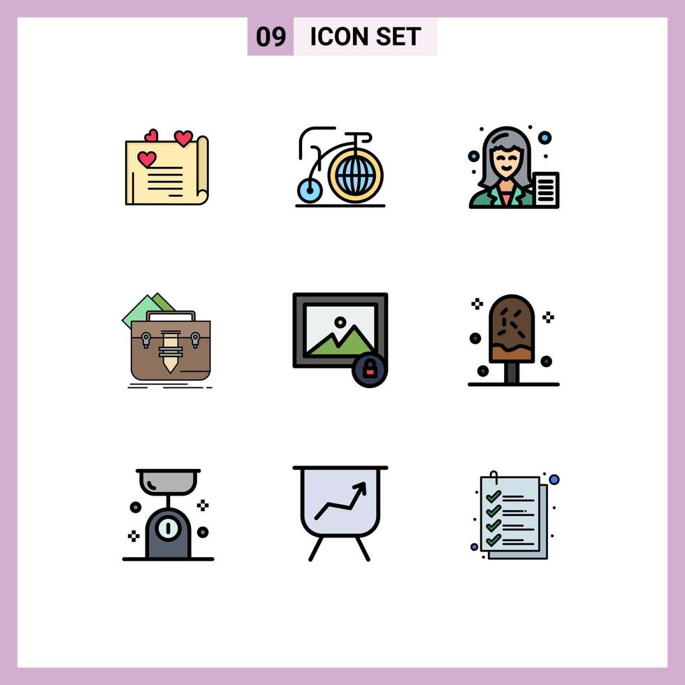 reeks van 9 modern ui pictogrammen symbolen tekens voor aktentas het dossier blog zak auteur bewerkbare vector ontwerp elementen