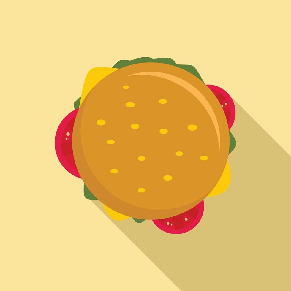 top visie cheeseburger icoon, vlak stijl vector