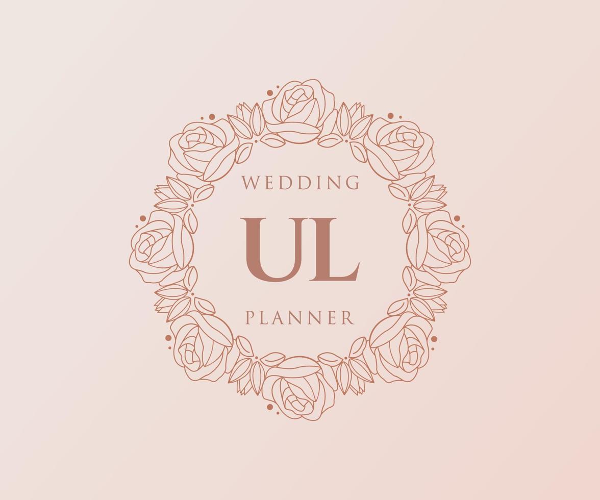 ul initialen brief bruiloft monogram logos verzameling, hand- getrokken modern minimalistisch en bloemen Sjablonen voor uitnodiging kaarten, opslaan de datum, elegant identiteit voor restaurant, boetiek, cafe in vector