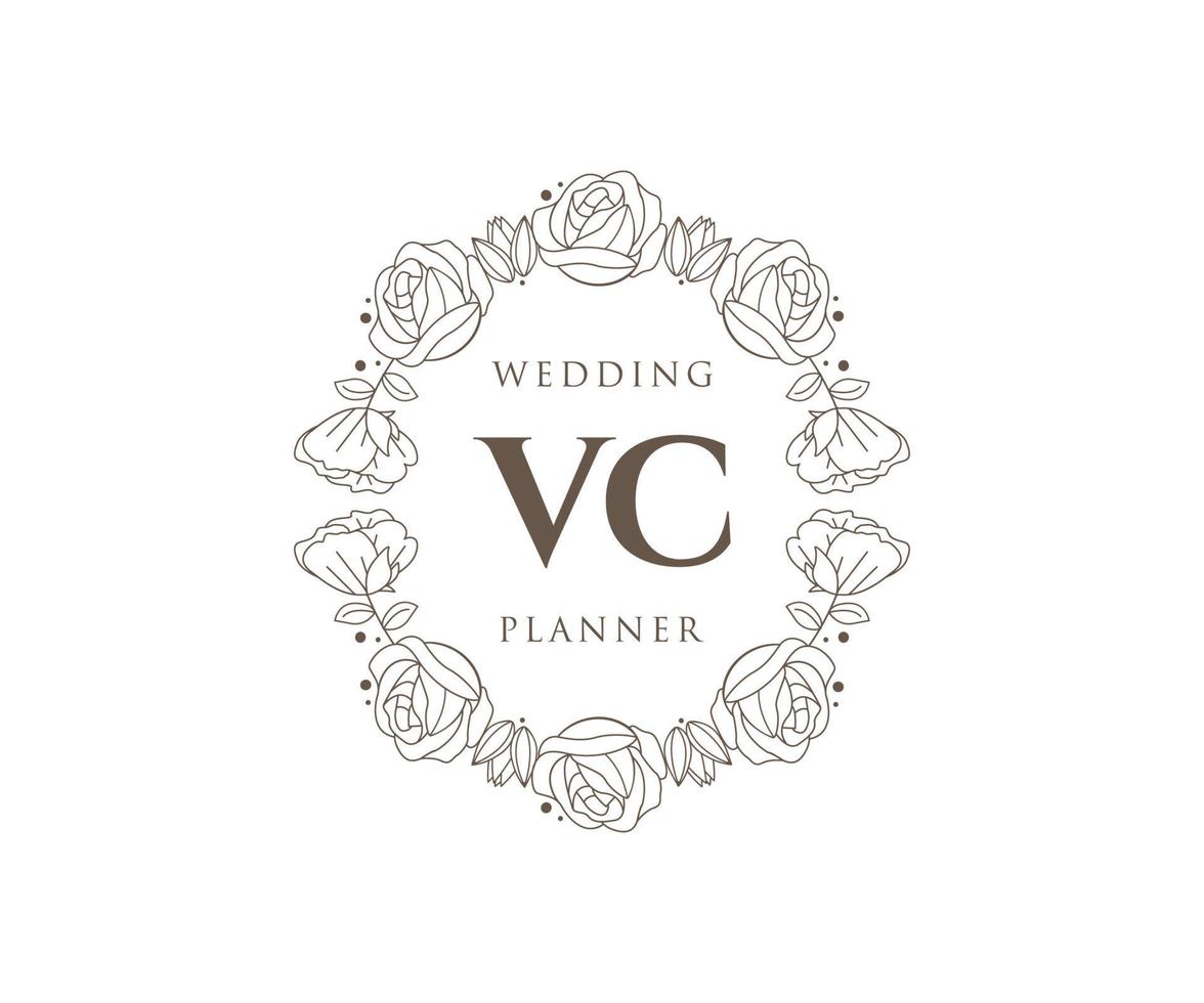 vc initialen brief bruiloft monogram logos verzameling, hand- getrokken modern minimalistisch en bloemen Sjablonen voor uitnodiging kaarten, opslaan de datum, elegant identiteit voor restaurant, boetiek, cafe in vector