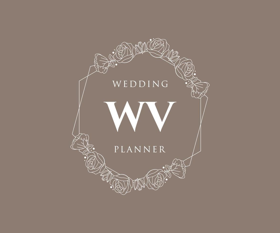 wv initialen brief bruiloft monogram logos verzameling, hand- getrokken modern minimalistisch en bloemen Sjablonen voor uitnodiging kaarten, opslaan de datum, elegant identiteit voor restaurant, boetiek, cafe in vector