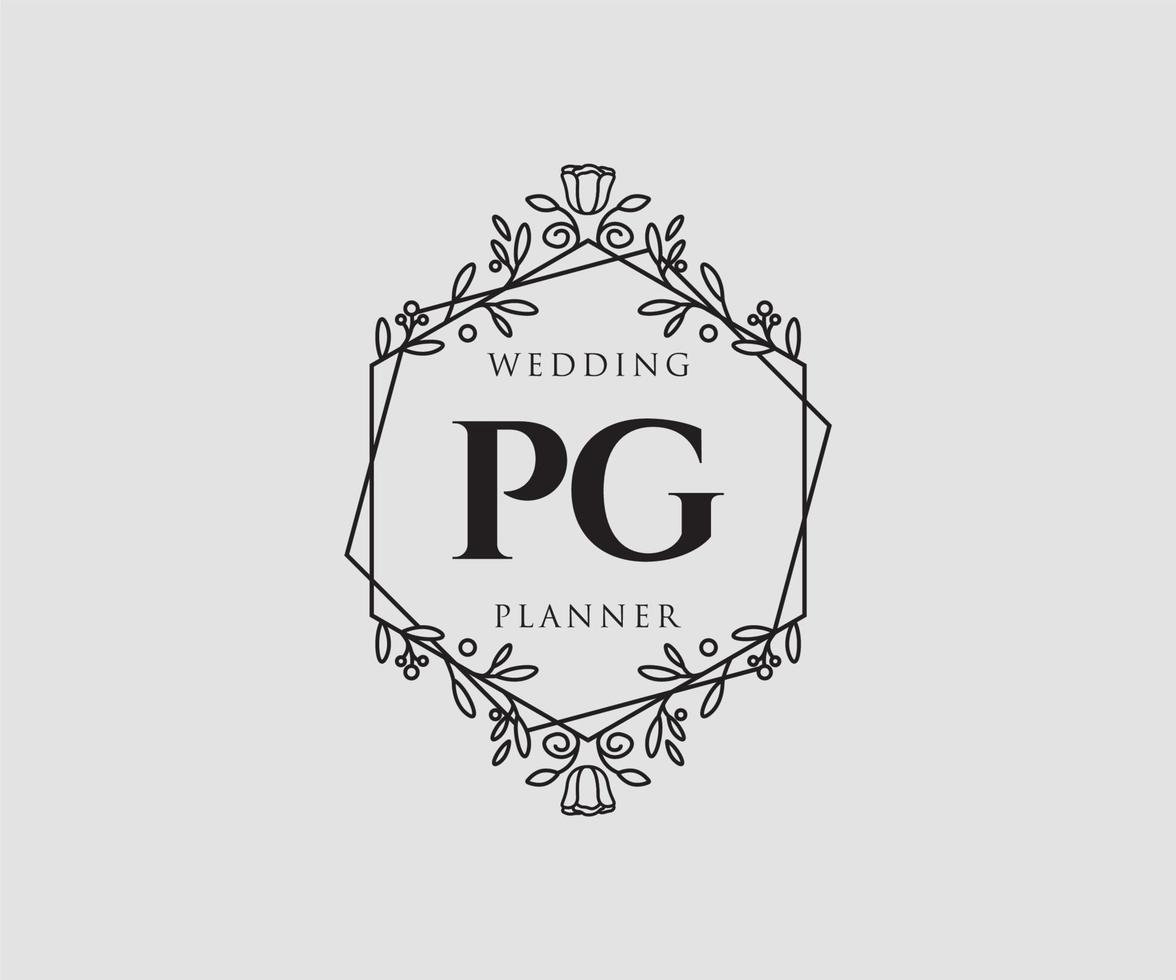 pag initialen brief bruiloft monogram logos verzameling, hand- getrokken modern minimalistisch en bloemen Sjablonen voor uitnodiging kaarten, opslaan de datum, elegant identiteit voor restaurant, boetiek, cafe in vector