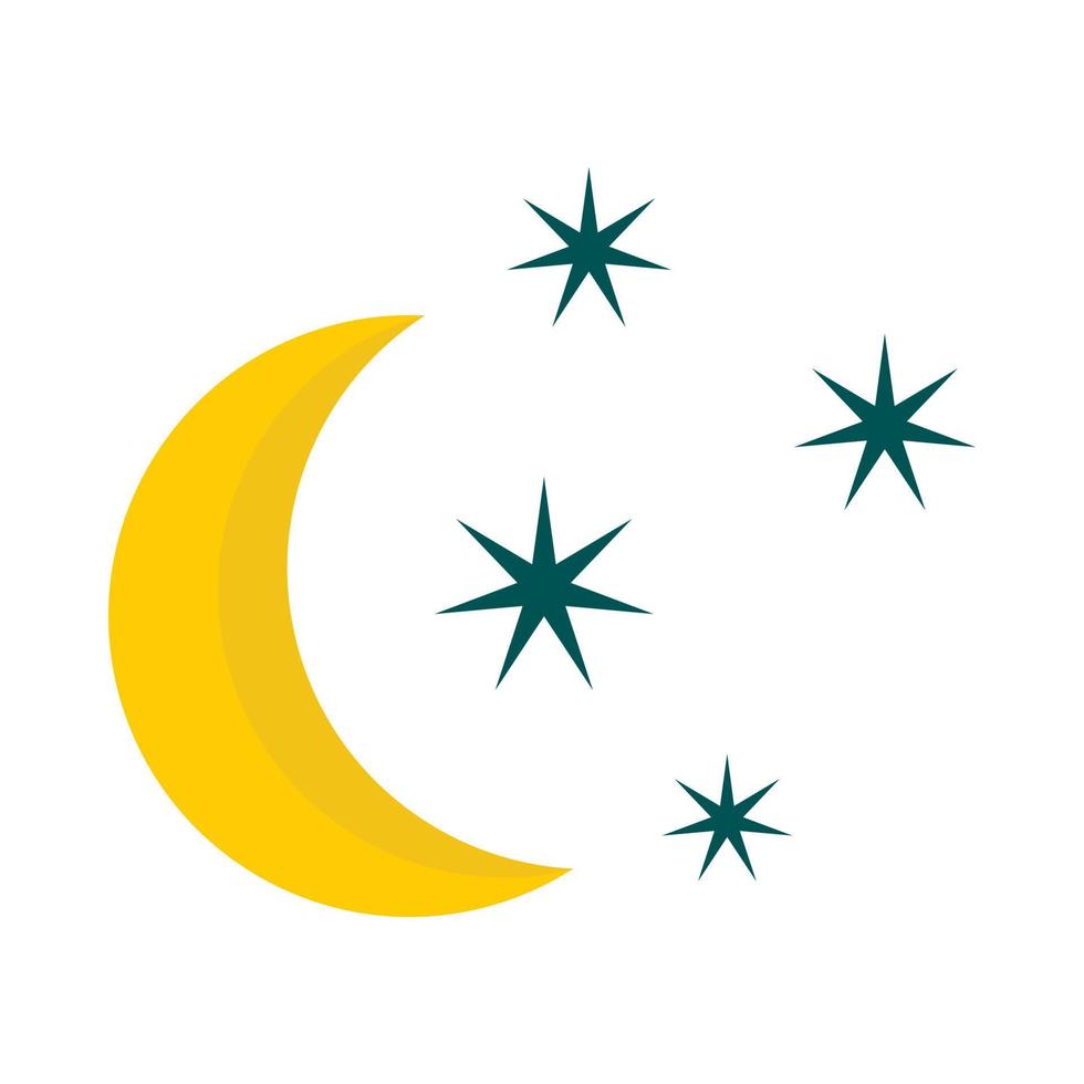 halve maan en ster icoon, vlak stijl vector