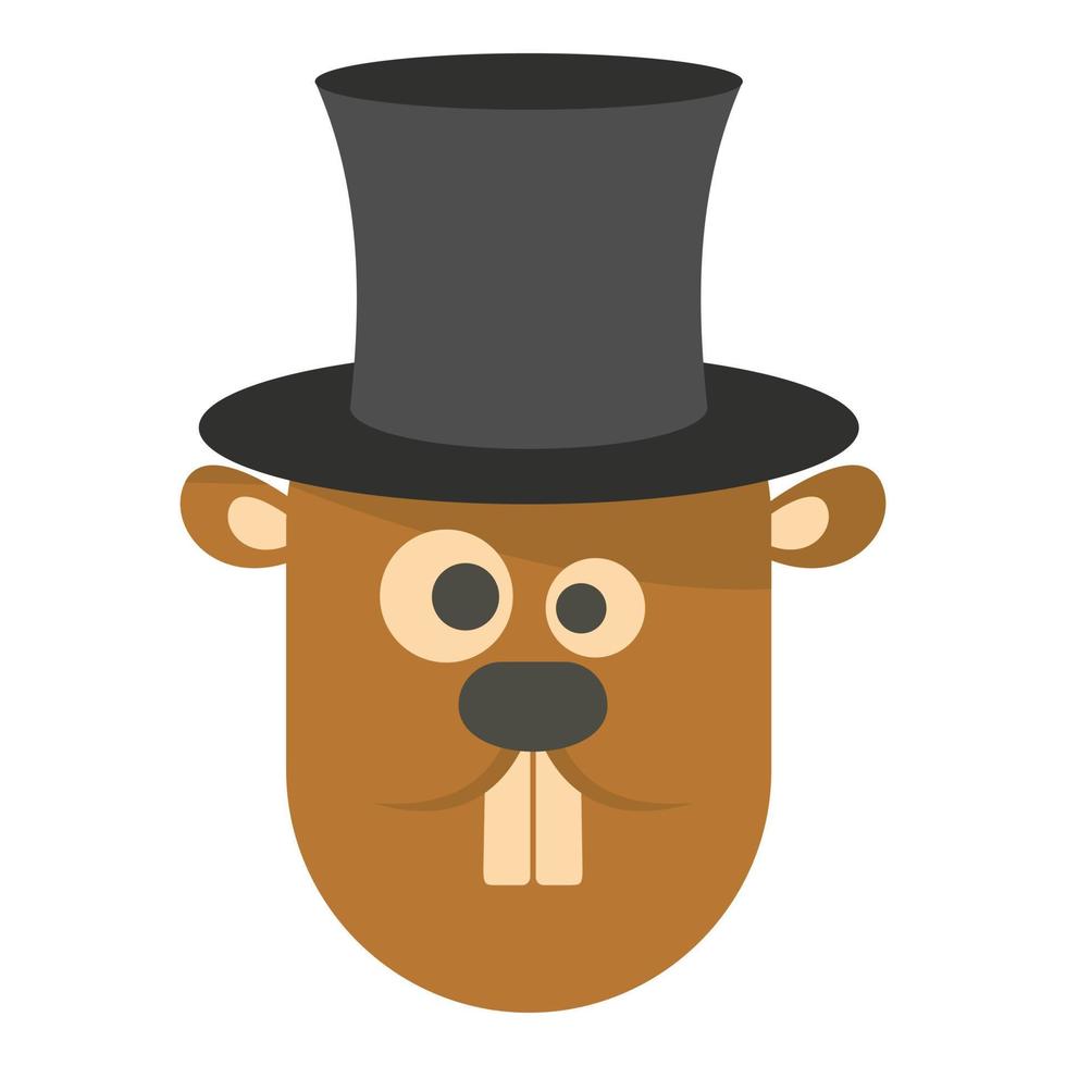 groundhog in hoed icoon, vlak stijl vector