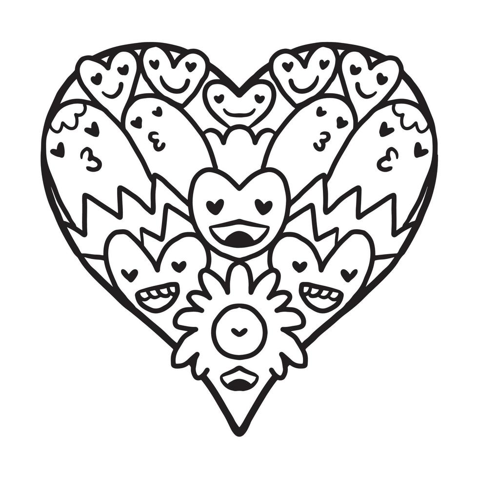 hart tekening schattig Valentijn kleur bladzijde vector