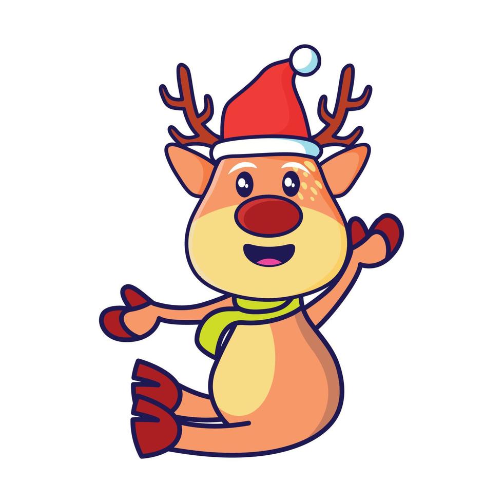 schattig Kerstmis rendier illustratie met wit geïsoleerd achtergrond vector