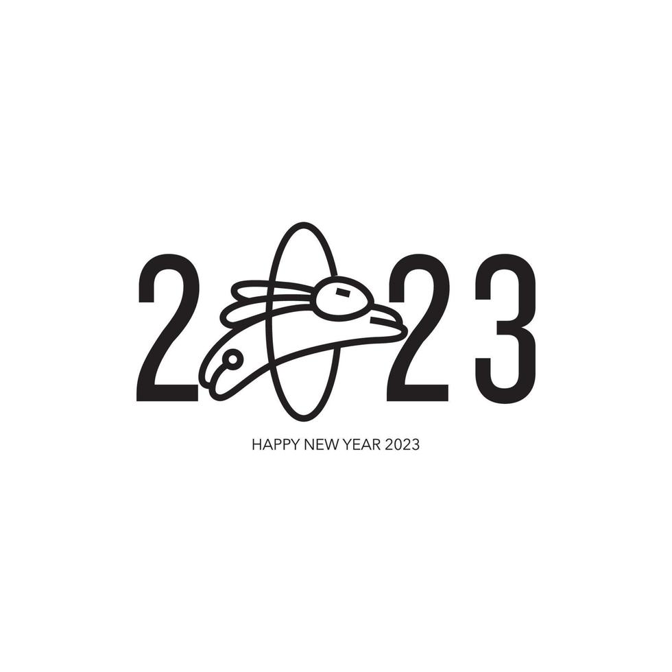 verzameling van 2023 gelukkig nieuw jaar symbolen. vector illustratie met zwart etiketten geïsoleerd Aan wit achtergrond.