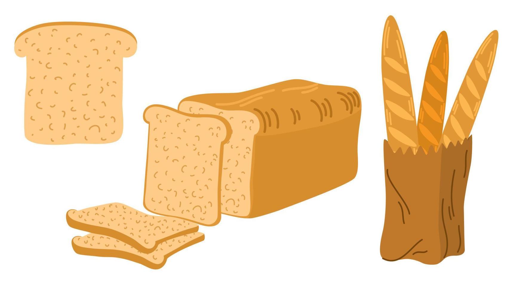 brood set. geheel korrel, gist gebakken brood. voedsel teken. ideaal voor cafe, restaurants, voedsel winkels en afdrukken. vector hand- trek illustratie geïsoleerd Aan de wit achtergrond.