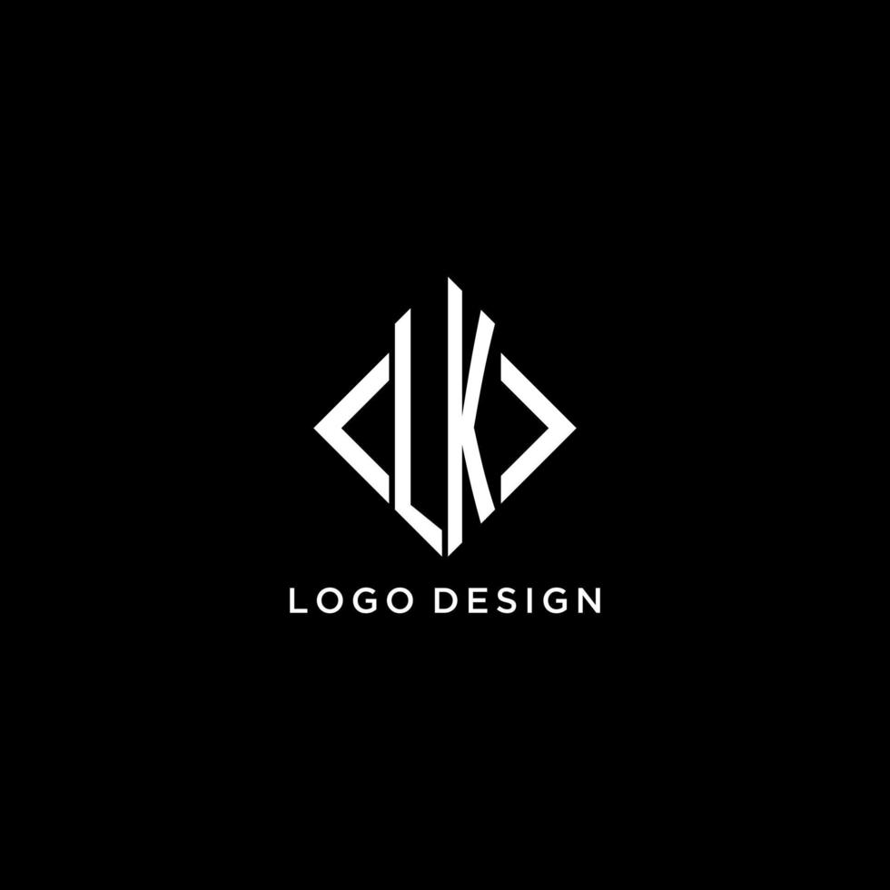 lk eerste monogram met ruit vorm logo ontwerp vector