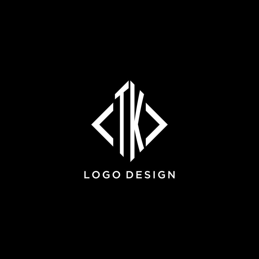 tk eerste monogram met ruit vorm logo ontwerp vector