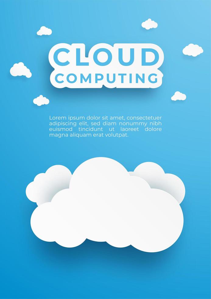 papier kunst digitaal cloud computing-technologieontwerp vector