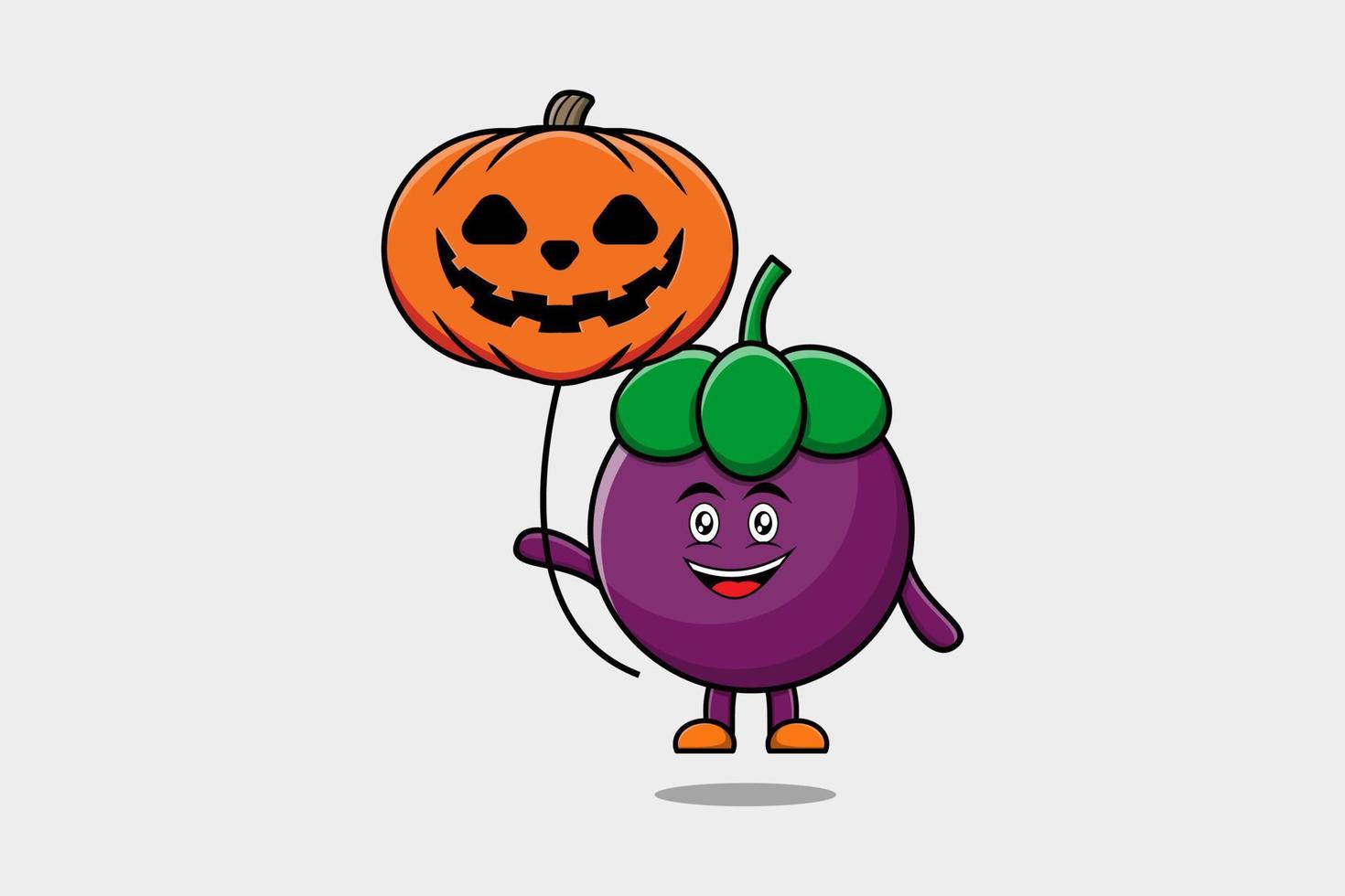 tekenfilm mangisboom drijvend met pompoen halloween vector