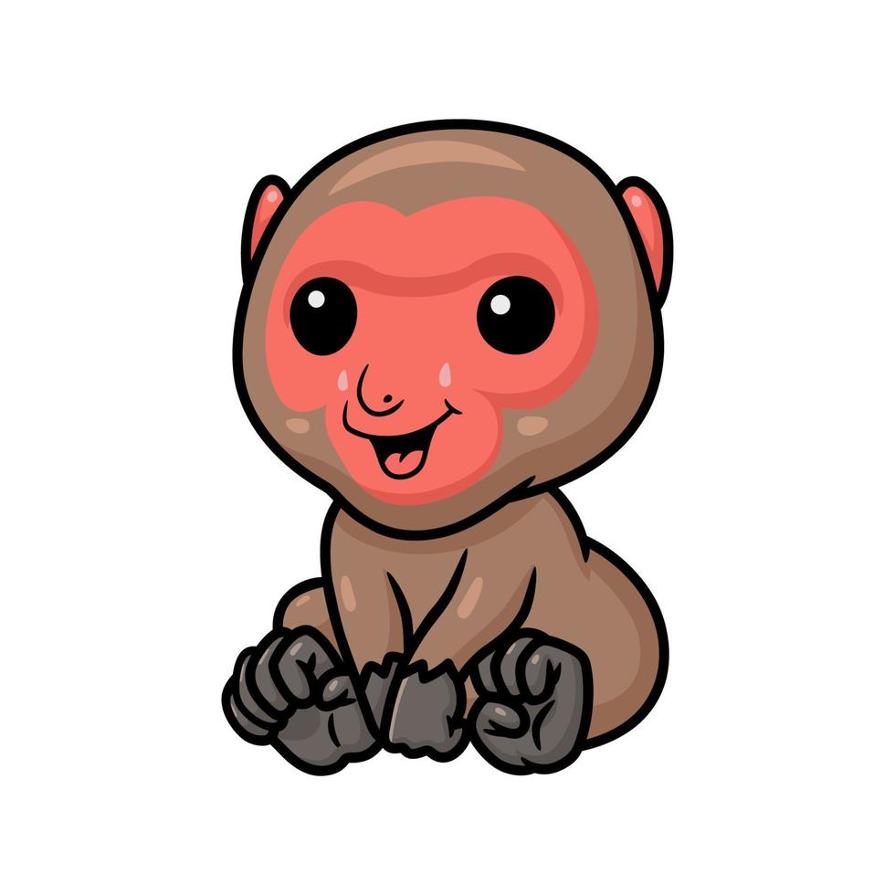 schattig weinig Japans makaak tekenfilm zittend vector