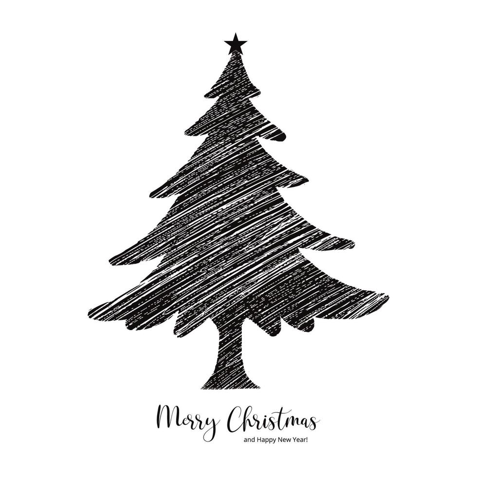 hand- trek Kerstmis boom schetsen Aan wit achtergrond vector