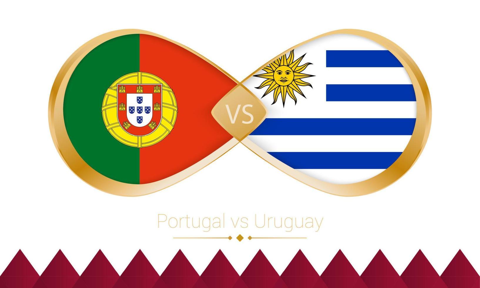 Portugal versus Uruguay gouden icoon voor Amerikaans voetbal 2022 wedstrijd. vector