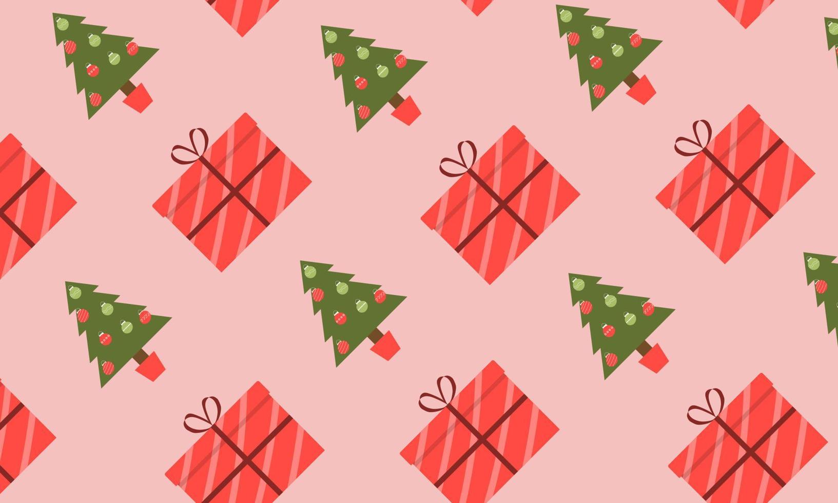 nieuw geschenk omhulsel papier met Kerstmis bomen en cadeaus vector