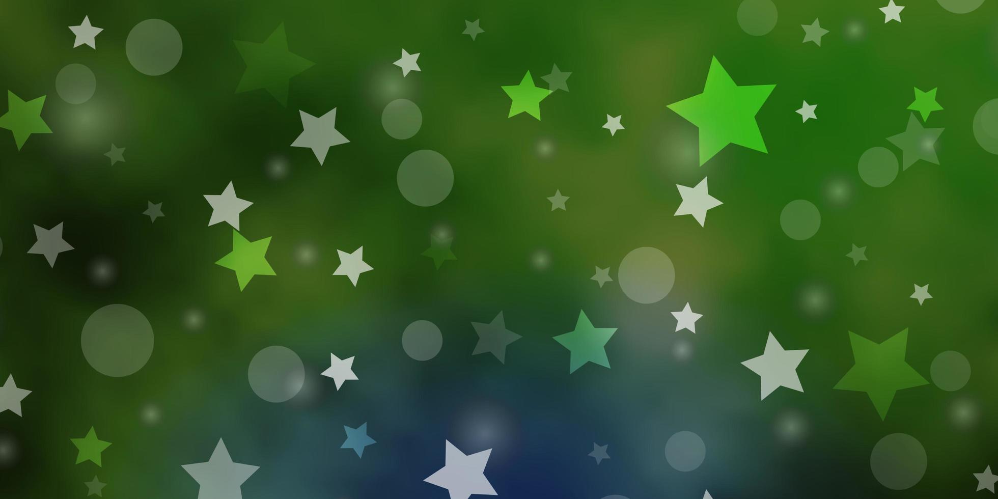 groene achtergrond met cirkels, sterren. vector